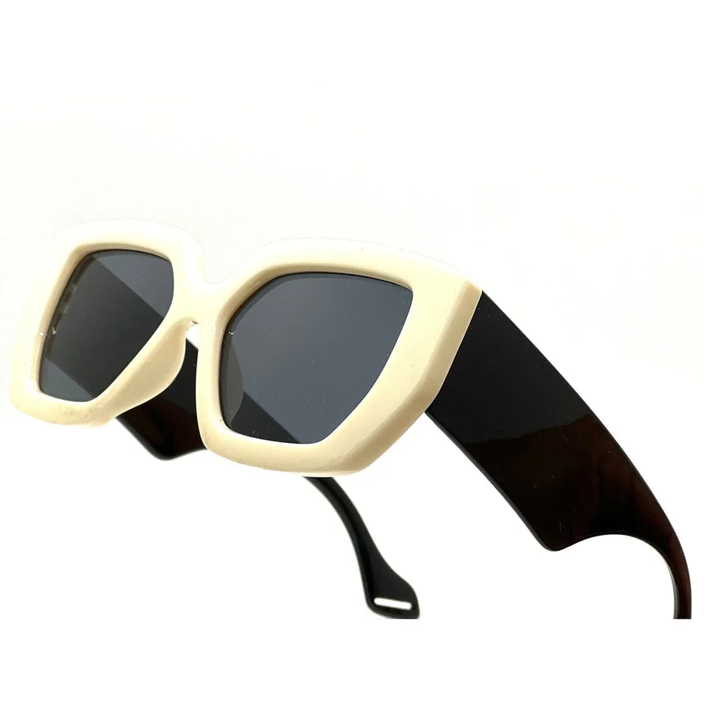 Bold‎ Square Sunglasses Cream Black Frame Mens Designer Style Oversized Men 2026